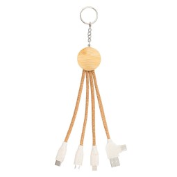 Korkowy kabel do ładowania B'RIGHT, bambusowy element, brelok do kluczy | Antez