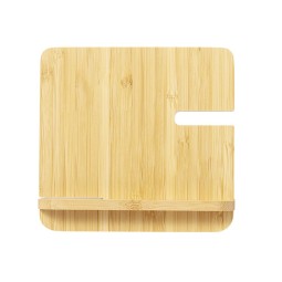 Bambusowa ładowarka bezprzewodowa 15W, 3 w 1, stojak na telefon