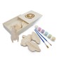Zestaw drewnianych klocków do malowania, farbki i 2 pędzelki | Priya
