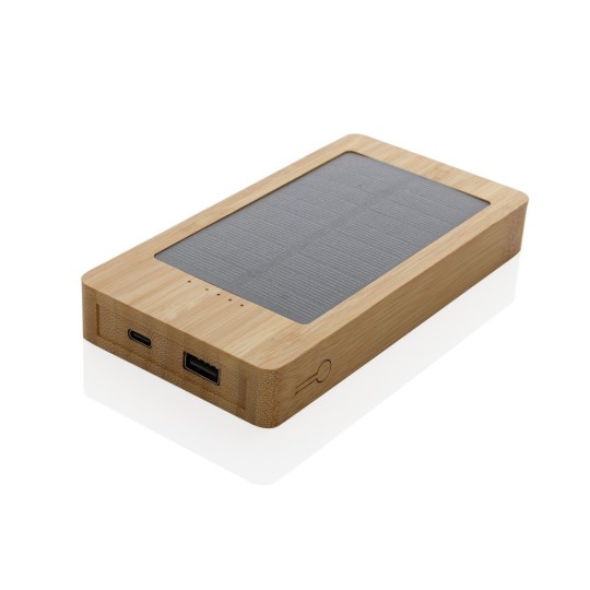 Bambusowy power bank 10000 mAh, ładowarka słoneczna Bambusowy power bank 10000 mAh, ładowarka słoneczna