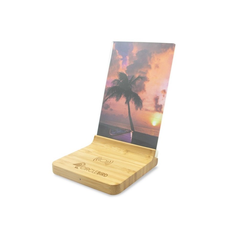 Bambusowa ładowarka bezprzewodowa 10W, ramka do zdjęć | Finneas