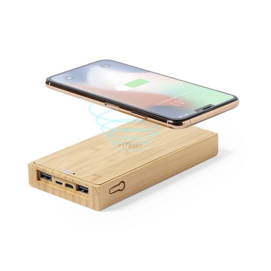 Bambusowy bezprzewodowy power bank 10000 mAh, ładowarka bezprzewodowa 5W, ładowarka słoneczna Bambusowy bezprzewodowy power bank 10000 mAh, ładowarka bezprzewodowa 5W, ładowarka słoneczna