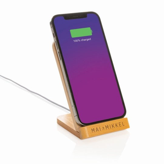 Bambusowa ładowarka bezprzewodowa 5W, stojak na telefon Bambusowa ładowarka bezprzewodowa 5W, stojak na telefon