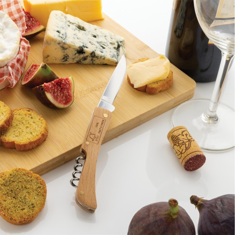 Drewniany, wielofunkcyjny nóż składany, scyzoryk