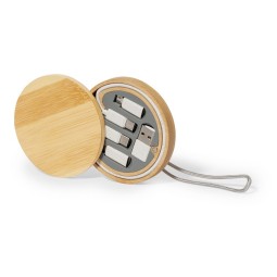 Kabel do ładowania i synchronizacji ze słomy pszenicznej, 3 adaptery w komplecie, bambusowe etui z zawieszką