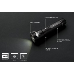 Duża latarka Gear X, ładowana przez USB, aluminium z recyklingu